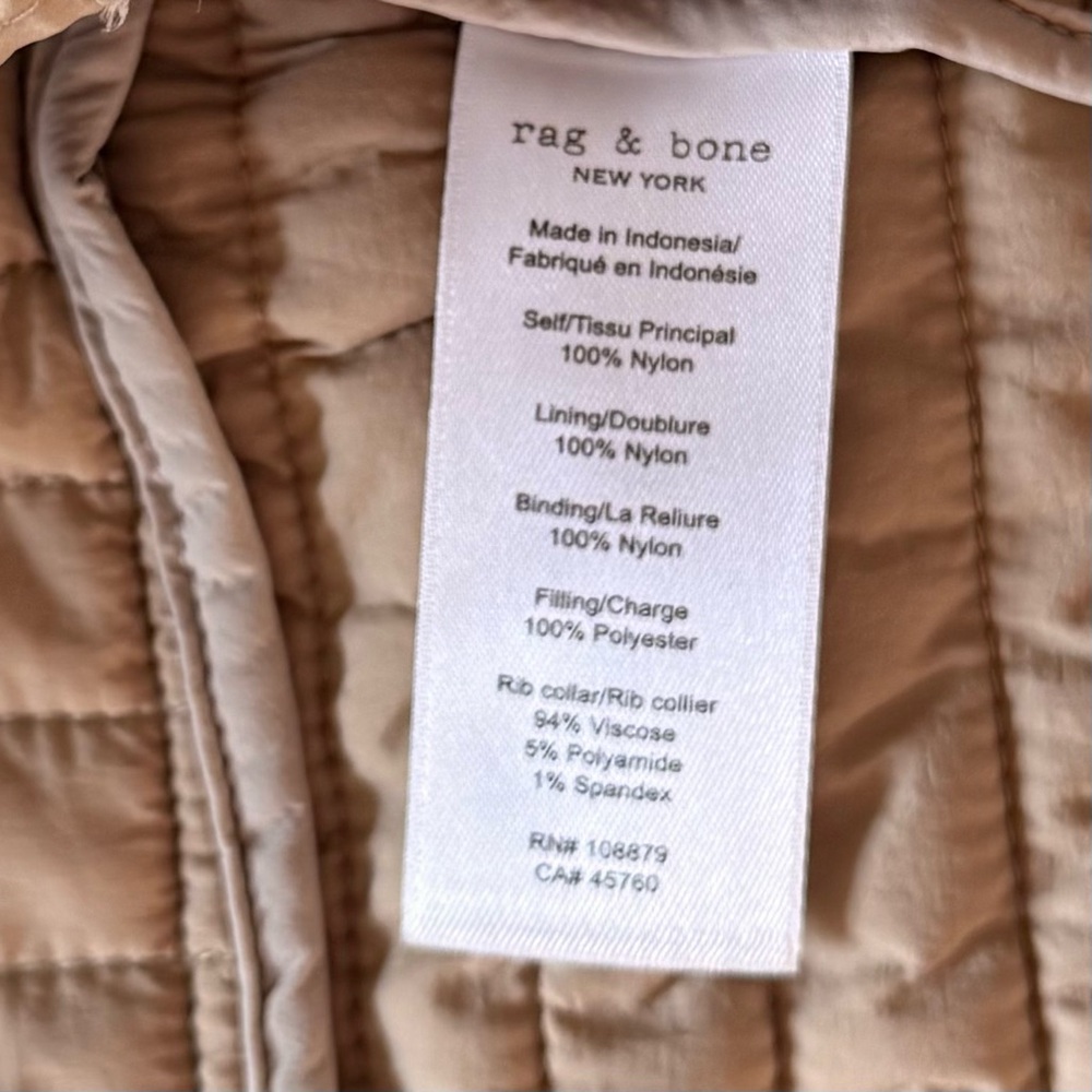 rag & bone Quilted Cream Bomber Jacket - Picture 5 of 5